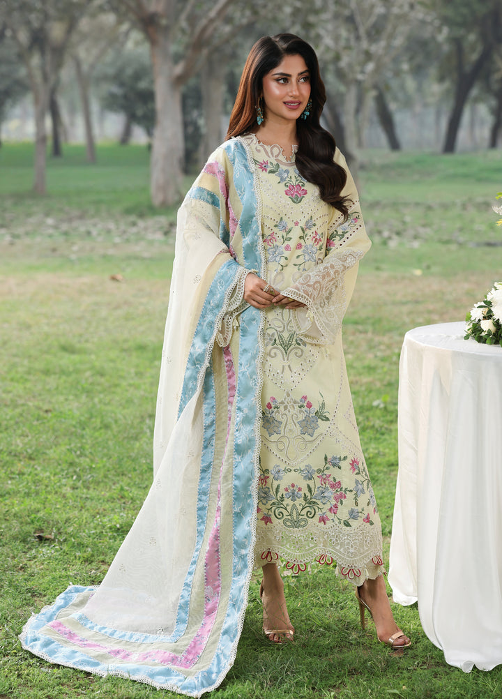 Tales of Petals by Sardinia Unstitched Embroidered Luxury Lawn 3 Pcs Suit SRD26UTP D-3 Daisy Dream - Festive