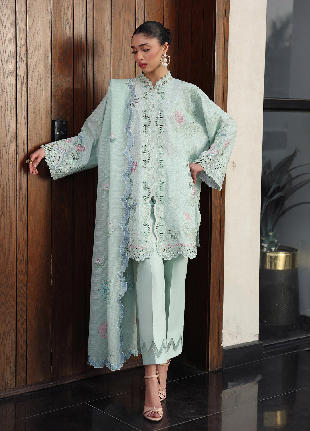 Q Line by Qalamkar Unstitched Embroidered Lawn 3 Piece Suit QLK26ULQ LEYA QKL-7 - Festive Collection
