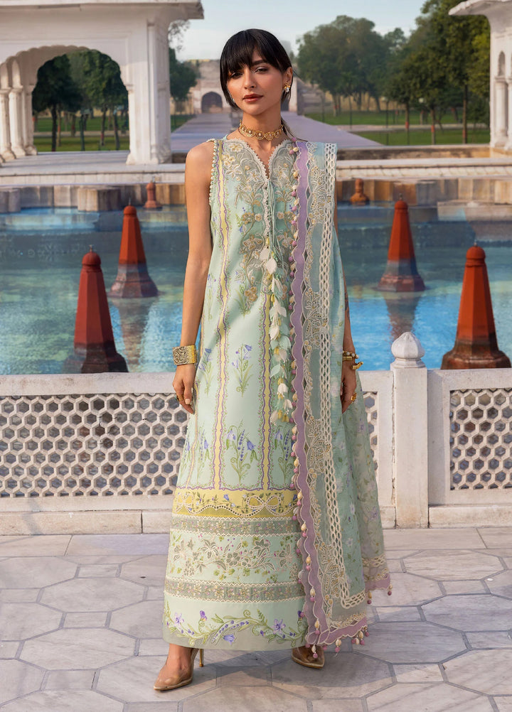 Flow by Crimson Unstitched Embroidered Lawn 3 Piece Suit CR26UFL D9 B-Seafoam - Festive Collection