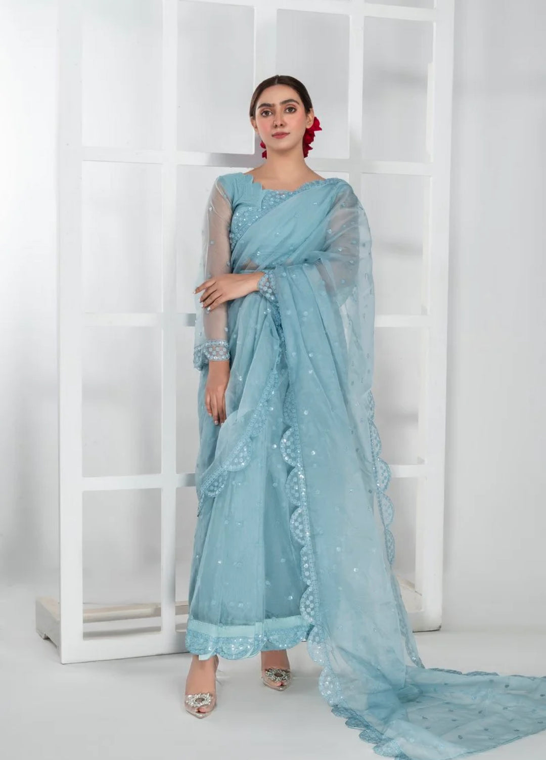 Luxe by Imran Aftab Unstitched Embroidered Organza Saree Suit IASC 29 - Festive Collection