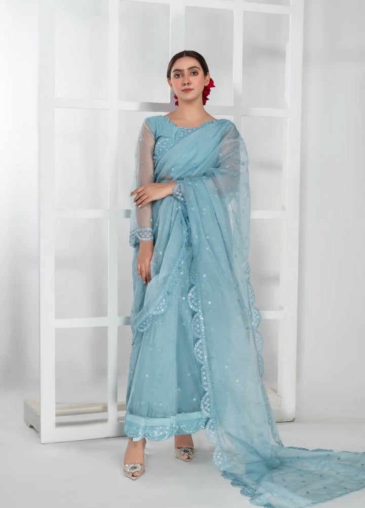 Luxe by Imran Aftab Unstitched Embroidered Organza Saree Suit IASC 29 - Festive Collection
