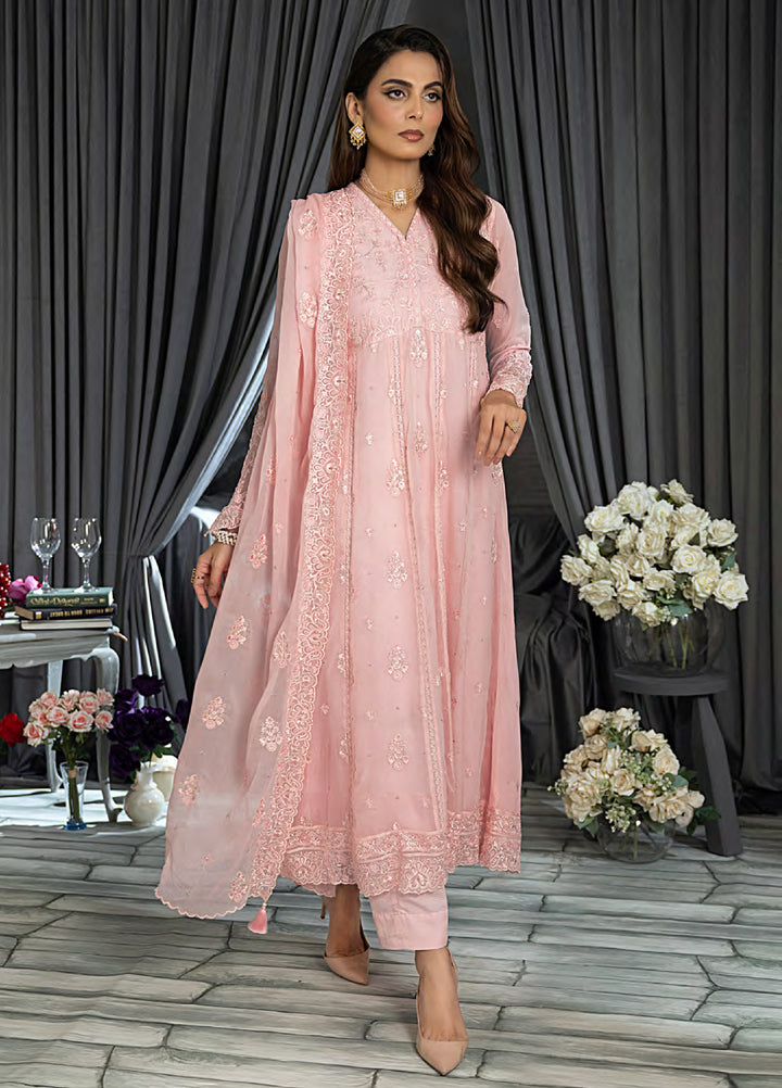 Elegance by Lakhany Unstitched Embroidered Chiffon Suits 4 Piece LSM25EC LG-UB-0073 - Festive Collection