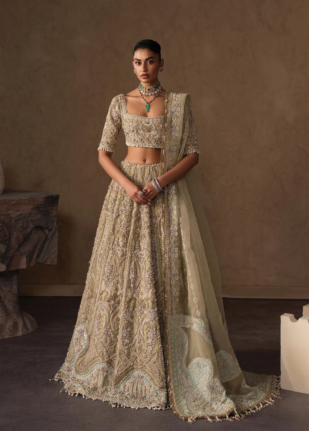 The Brides Edit by Afrozeh Unstitched Embroidered Organza 3 Piece Suit AF26UBE D-04 Eveline - Wedding Collection