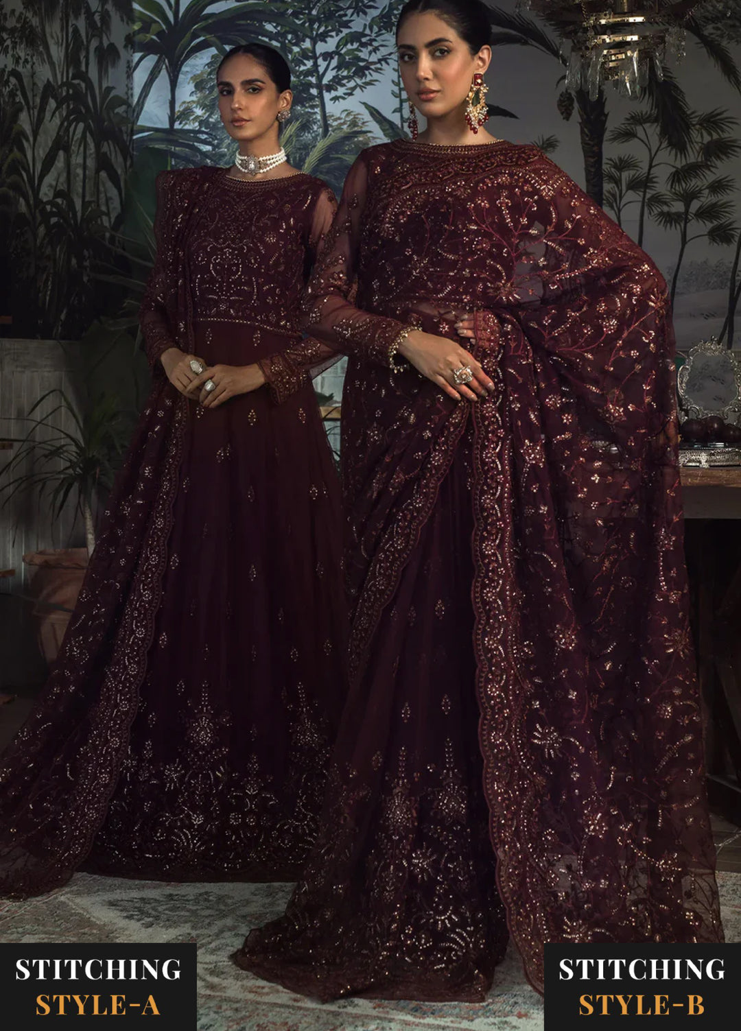 Zarif Women Unstitched Embroidered Net 3 Piece Suit ZR26UFC ZLR 06 CARMINE - Festive Collection