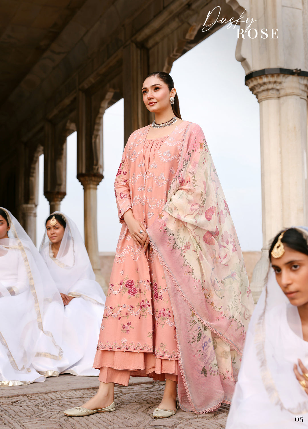 Cross Stitch Unstitched Embroidered Premium Lawn 3 Piece Suit CS26UCPL D2 DUSKY ROSE - Eid Collection