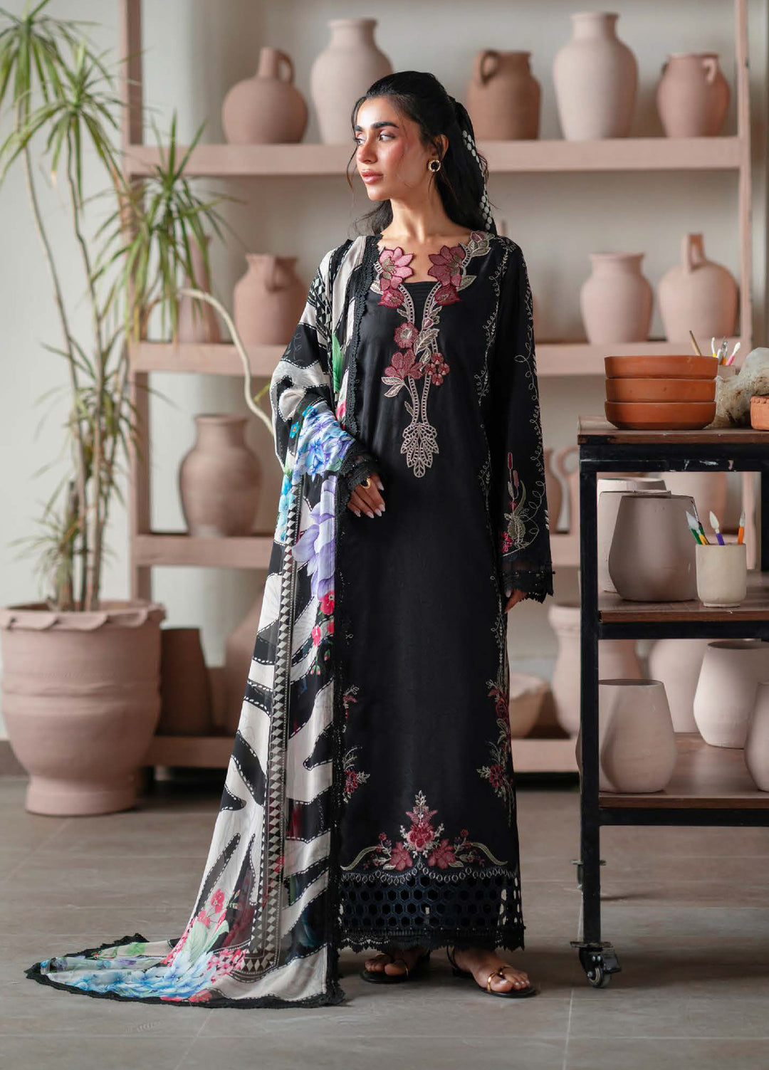 Raha by Nureh Unstitched Embroidered Jacquard Lawn 3 Piece Suit NU26URJ NE-239 - Festive Collection