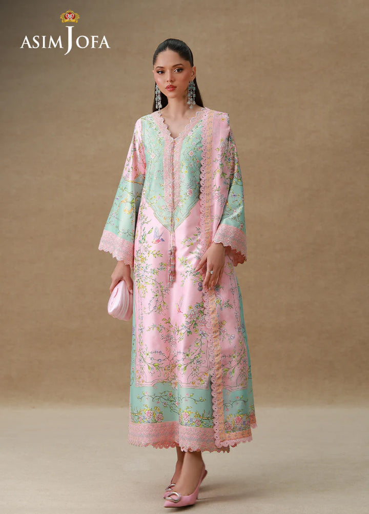 Asim Jofa Unstitched Printed Silk 3 Piece Suit AJ26UPS AJULSC-03 - Casual Collection
