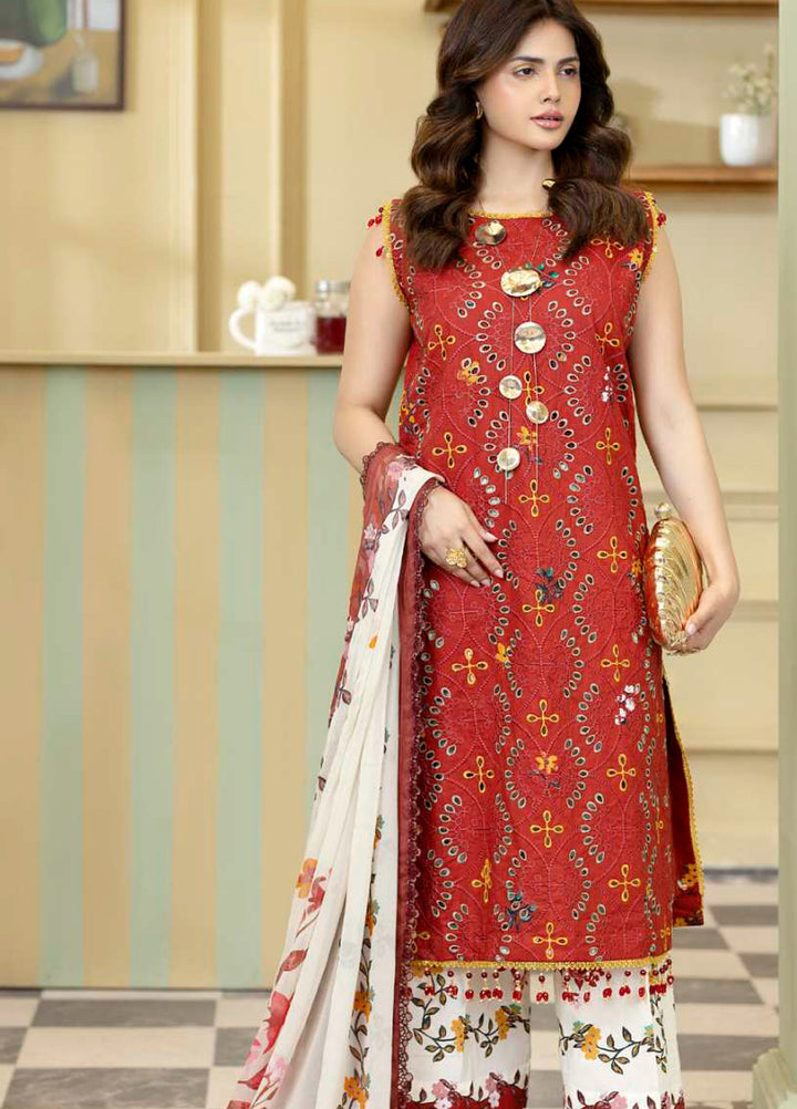 Al Zohaib Unstitched Applique Embroidered Lawn 3 Piece Suit AZ26UAL D-5 - Summer Collection