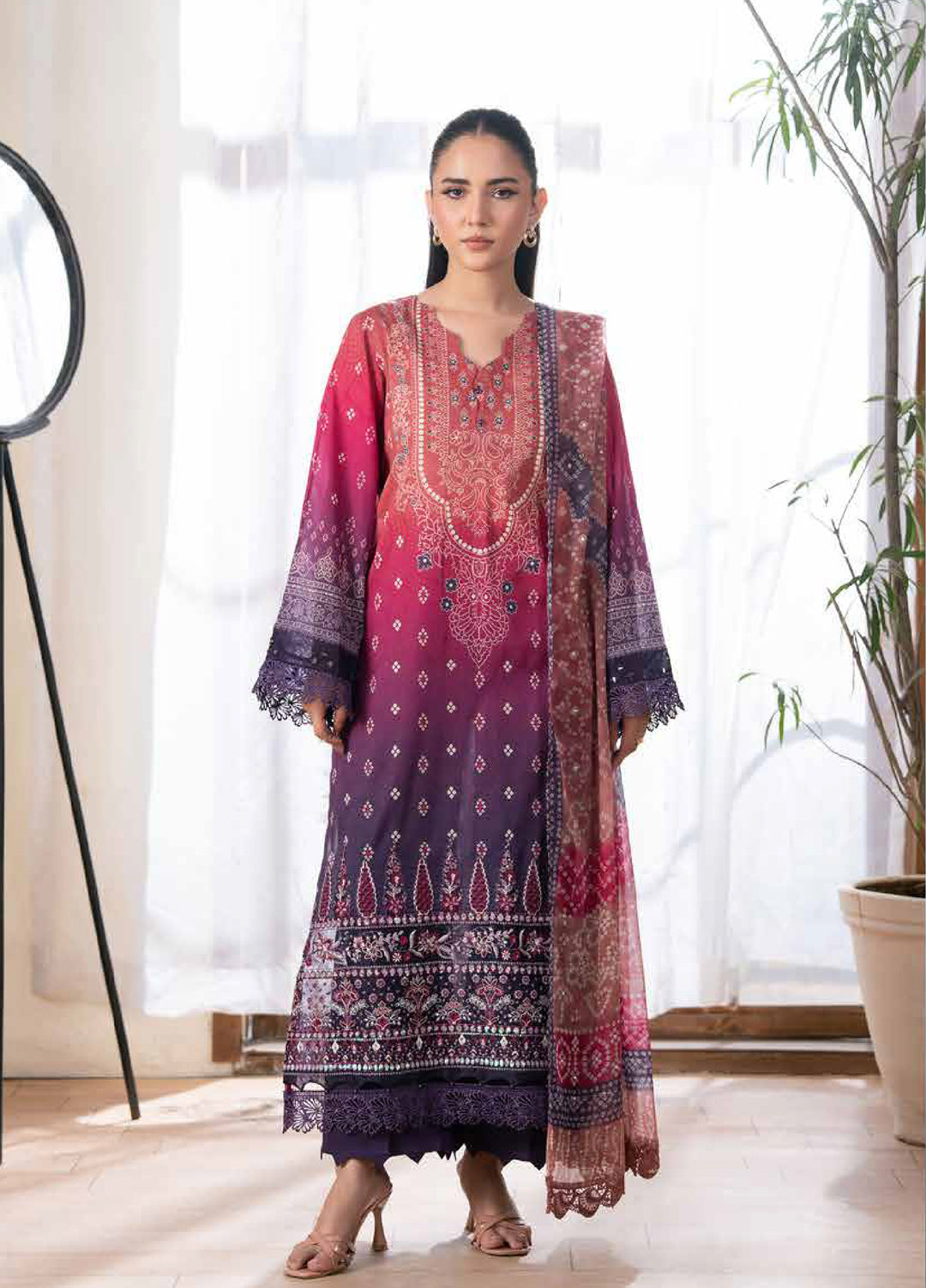 Daria Chunri by Nureh Unstitched Embroidered Lawn 3 Piece Suit NU26UDC DA-110 - Casual Collection