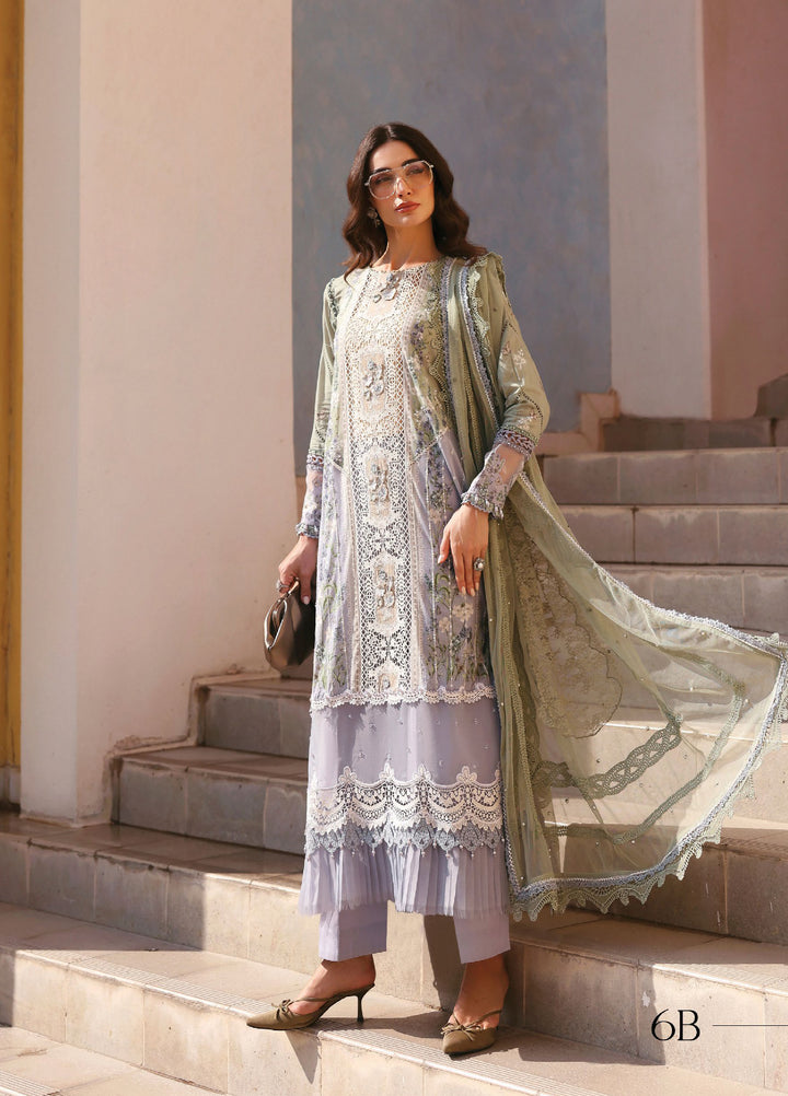 Maria B Unstitched Embroidered Luxury Lawn 3 Piece Suit MB26UEL 6B - Eid Collection
