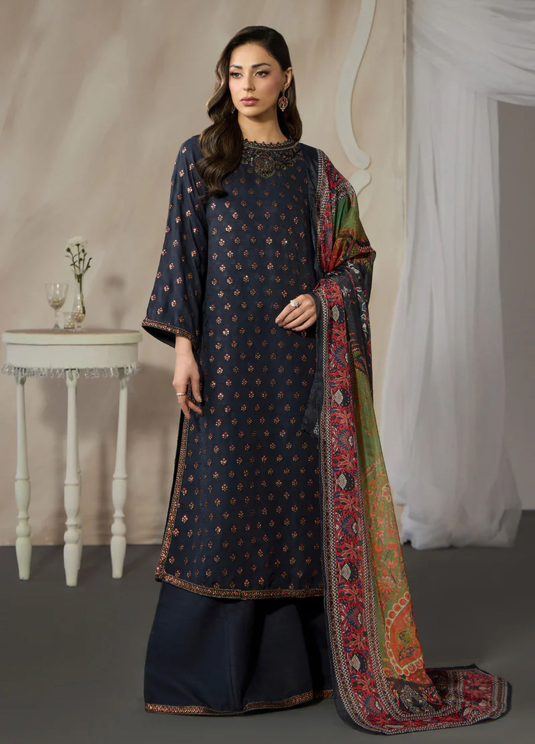 Zarif Women RTW Embroidered Raw Silk 3 Piece Suit ZR26UCR ZRF - EMC -27 - Eid Collection