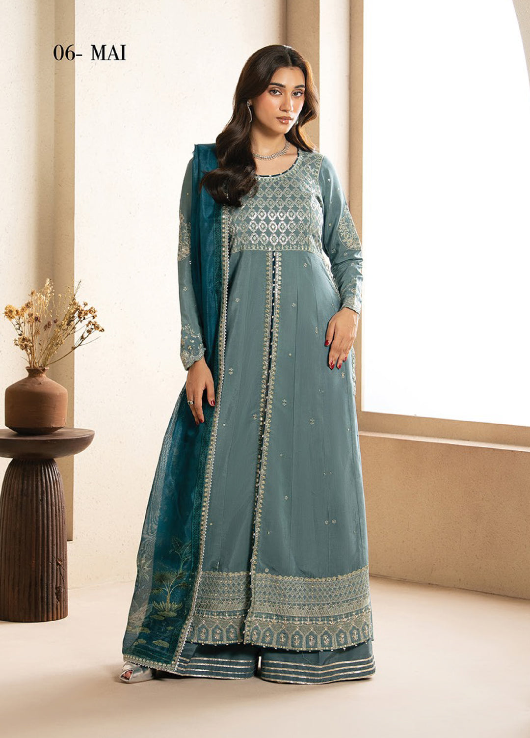 Neoma by Xenia Formals Unstitched Embroidered Raw Silk 3 Piece Suit XE26UNF 06- MAI - Festive Collection