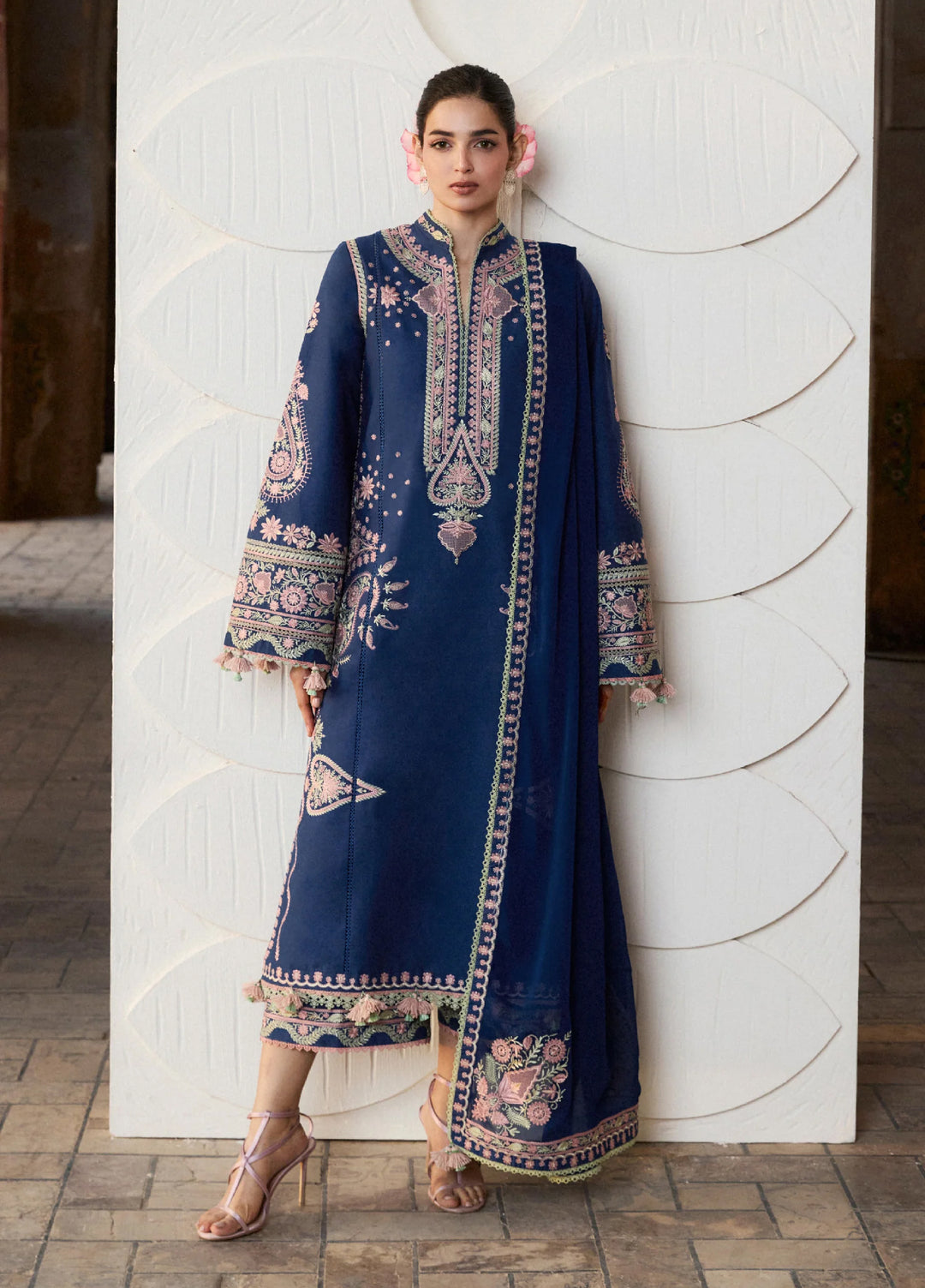 Zan by Hussain Rehar Unstitched Embroidered Lawn 3 Piece Suit HR26UZF Abi D-107 - Festive Collection