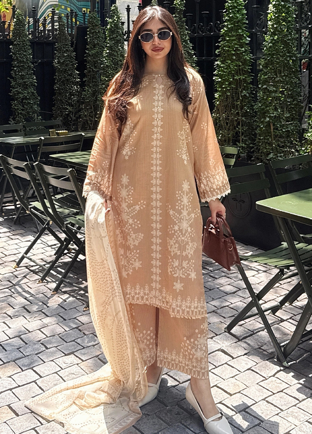 Rashid Textiles Women RTW Embroidered Lawn 3 Piece Suit D-01 Brown - Casual Collection
