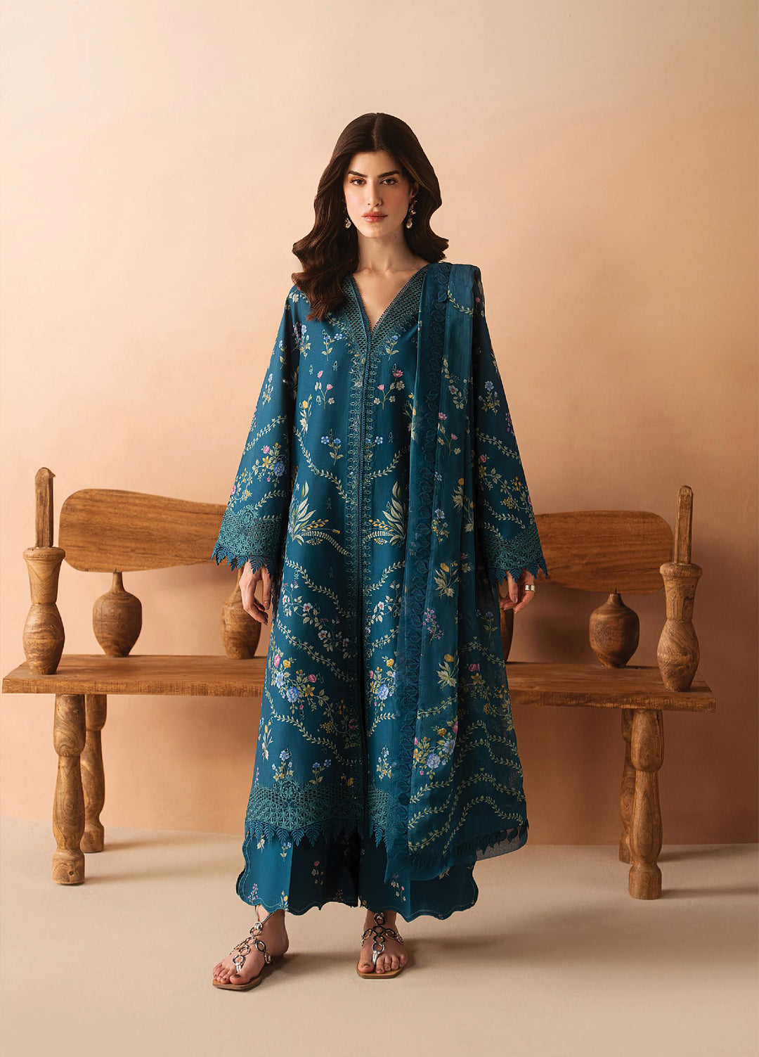 Haze A Prints by Afrozeh Unstitched Printed Lawn 3 Piece Suit AF26UAP FWU-105 Luem Teal - Summer Collection
