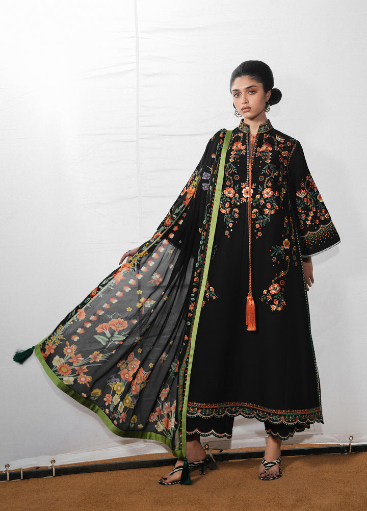 Jugnu by Hussain Rehar Unstitched Embroidered Cotton 3 Piece Suit HR26UJC BAHRI - Festive Collection