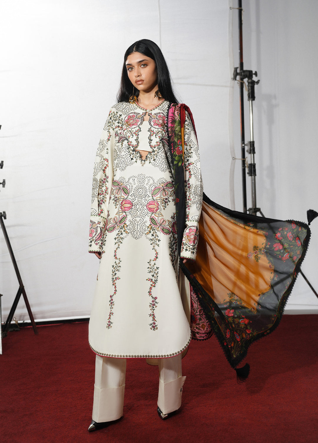 Jugnu by Hussain Rehar Unstitched Embroidered Cotton 3 Piece Suit HR26UJC RASTI - Festive Collection