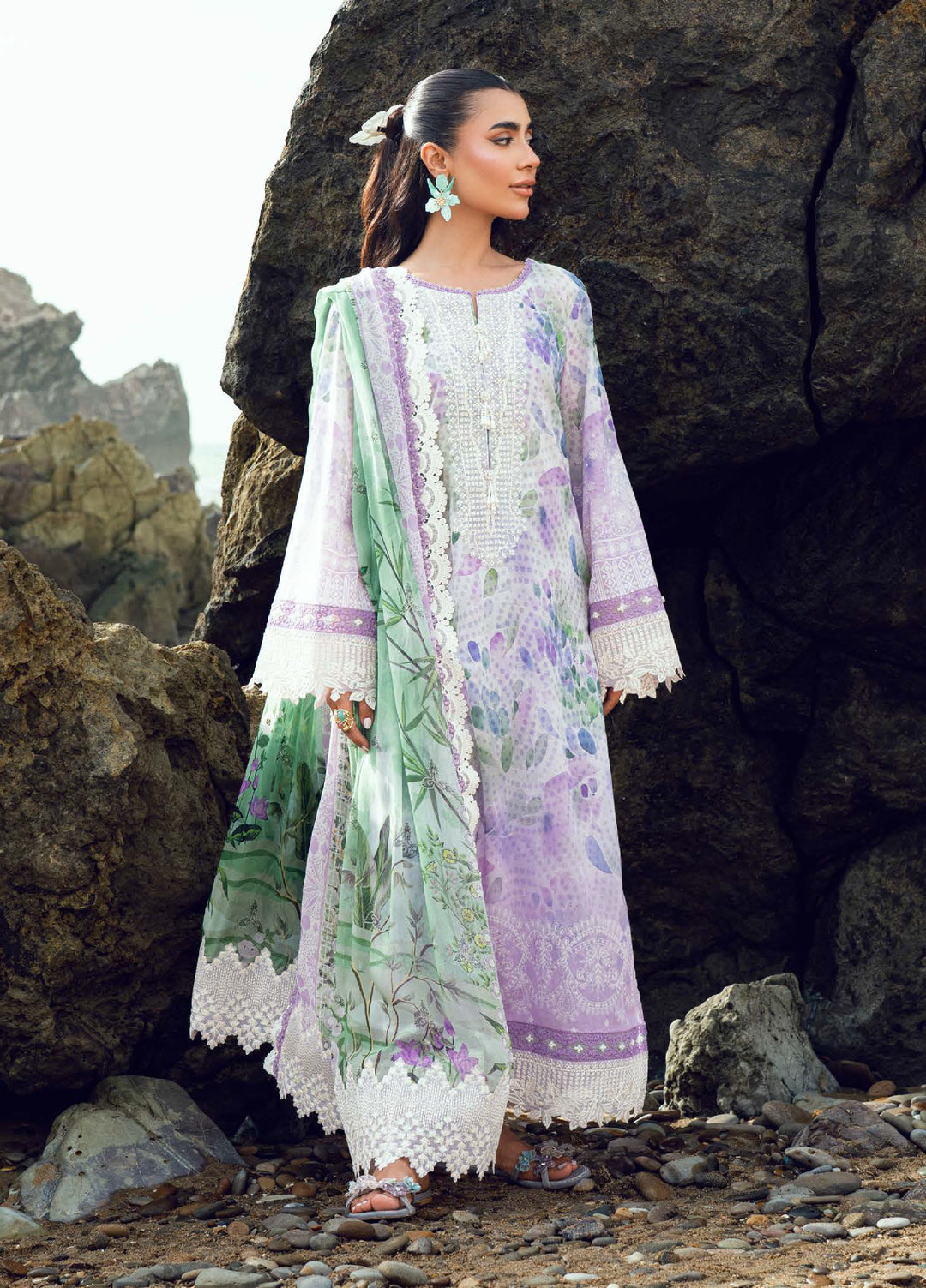 Gardenia by Nureh Unstitched Embroidered Lawn 3 Piece Suit NU26UGL NSG-200 - Summer Collection