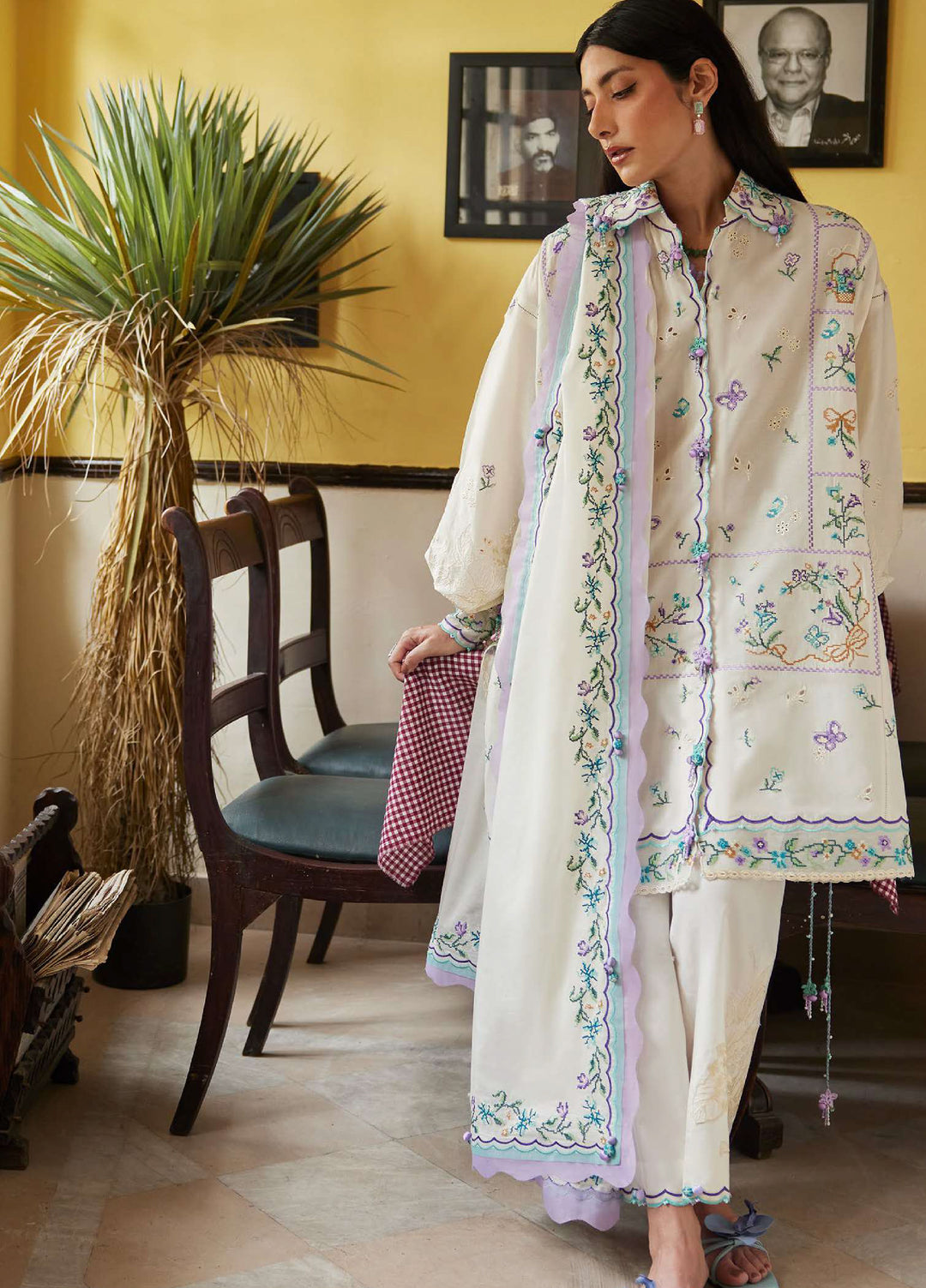 Wild Flower by Zaha Unstitched Embroidered Lawn 3 Piece Suit ZK26UWL ZF26-07 Ghost Orchid Whispers - Festive Collection
