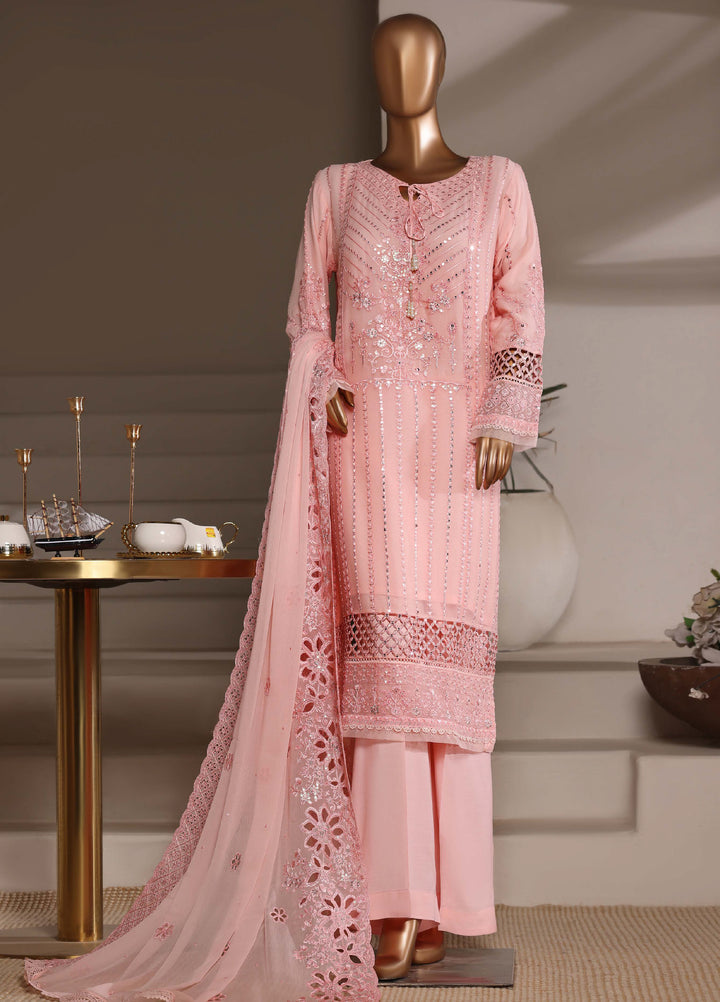 Fasane by HZ Textiles RTW Embroidered Chiffon 3 Piece Suit HZ26UCF HZK-241 Pink - Festive Collection