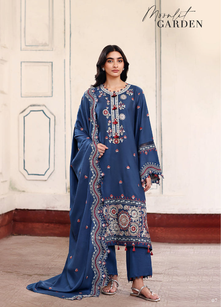 Cross Stitch Unstitched RTS Marina Embroidered Suits 3 Piece CS25MW D-04 Moonlit Garden - Winter Collection