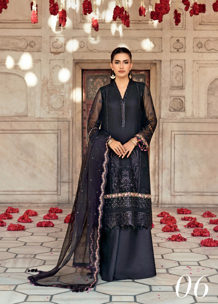 M basics by Maria B Unstitched Silk Embroidered Suits 3 Piece MB25WF D-806 Black - Winter Collection