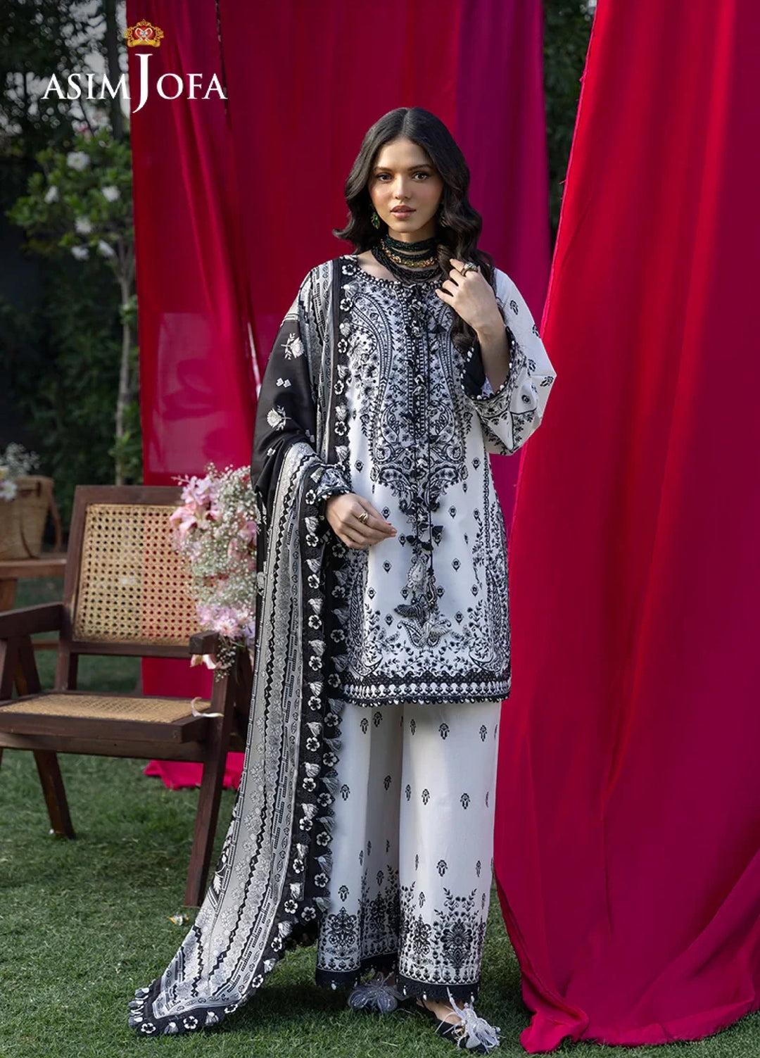 Asim Jofa Unstitched Embroidered Luxury Lawn 3 Piece Suit AJ26ULL AJULW-04 - Festive Collection