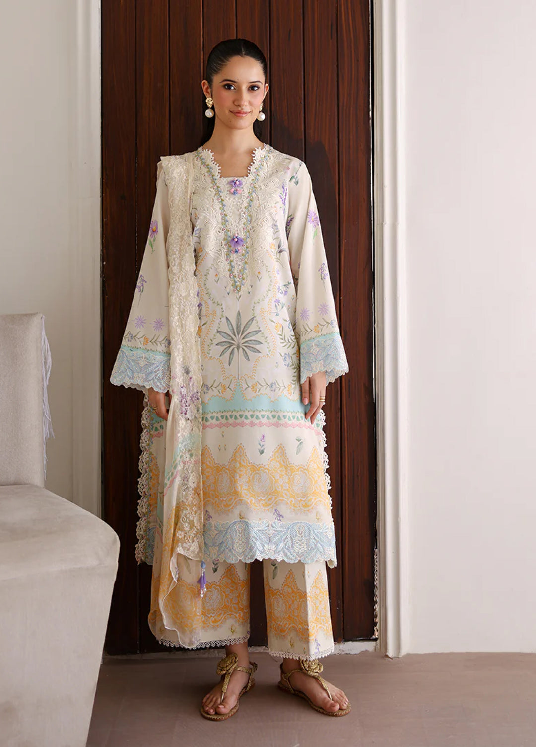 Sunlit Tales by Roheenaz Unstitched Embroidered Lawn 3 Piece Suit RN26ULS Glowleaf RUNSS260707 - Lawn Collection