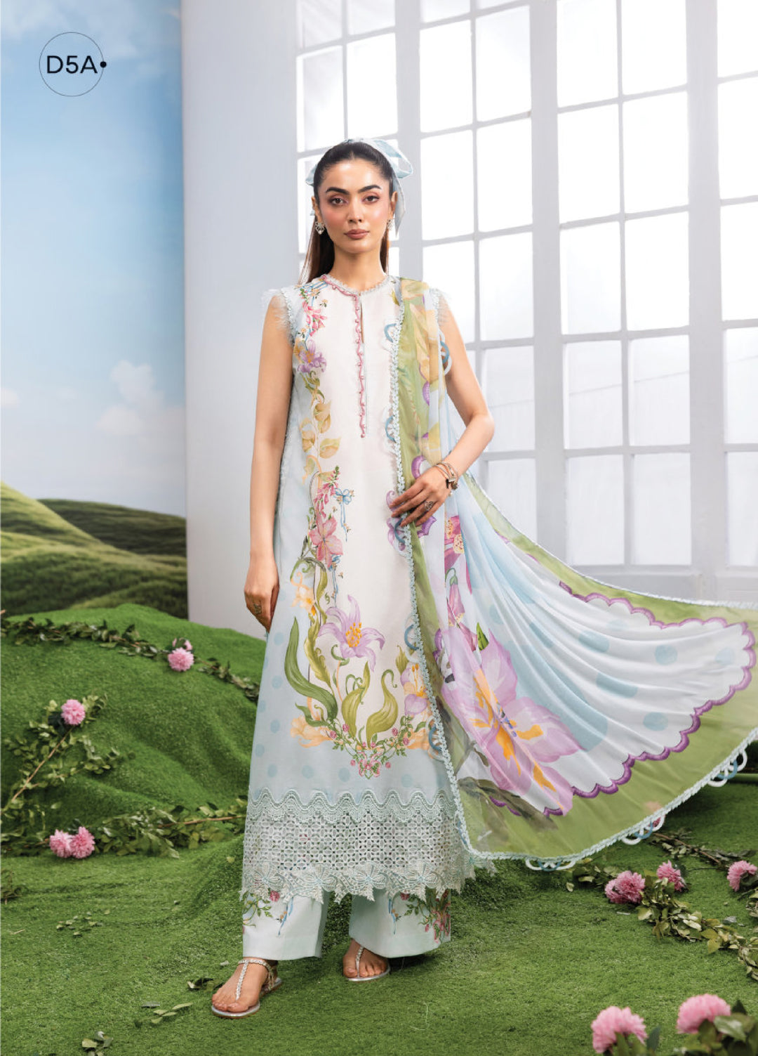 M Basics by Maria B Unstitched Embroidered Lawn 3 Piece Suit MB26SSEL MB-CUSV14-05A - Eid Collection