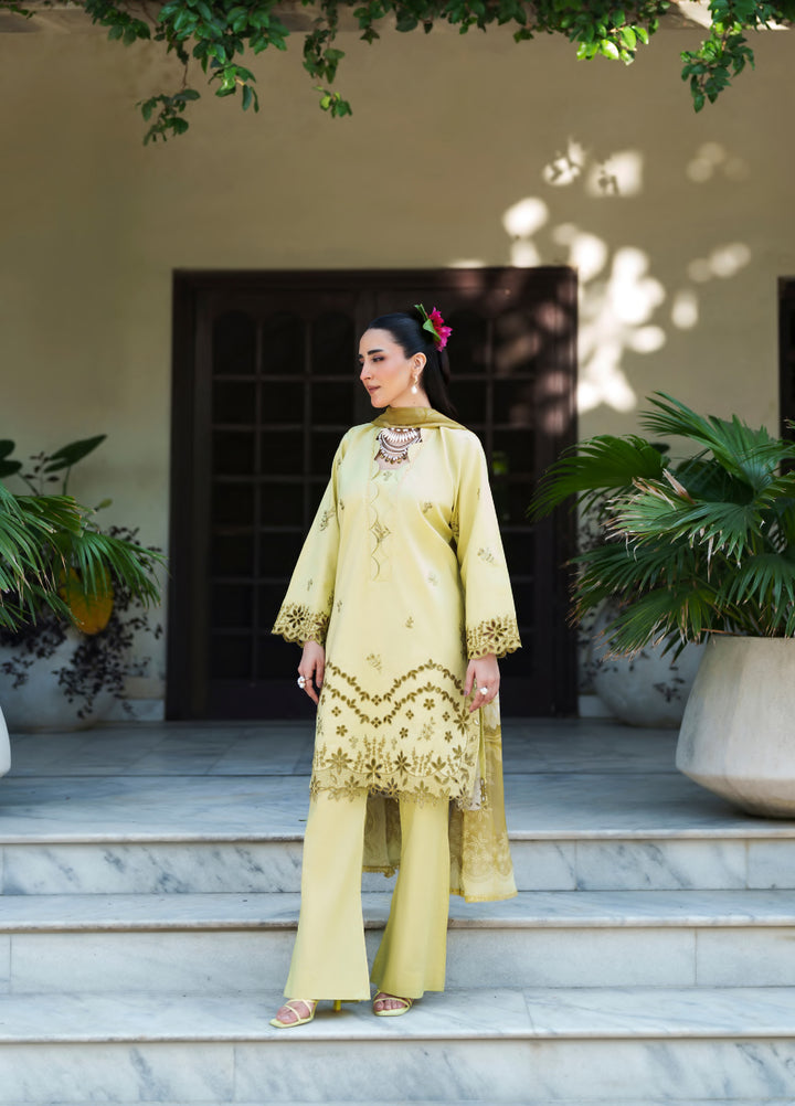 Golden Enara by Rashid Textiles Unstitched Embroidered Lawn 3 Piece Suit RT26ULG 3702 - Casual Collection