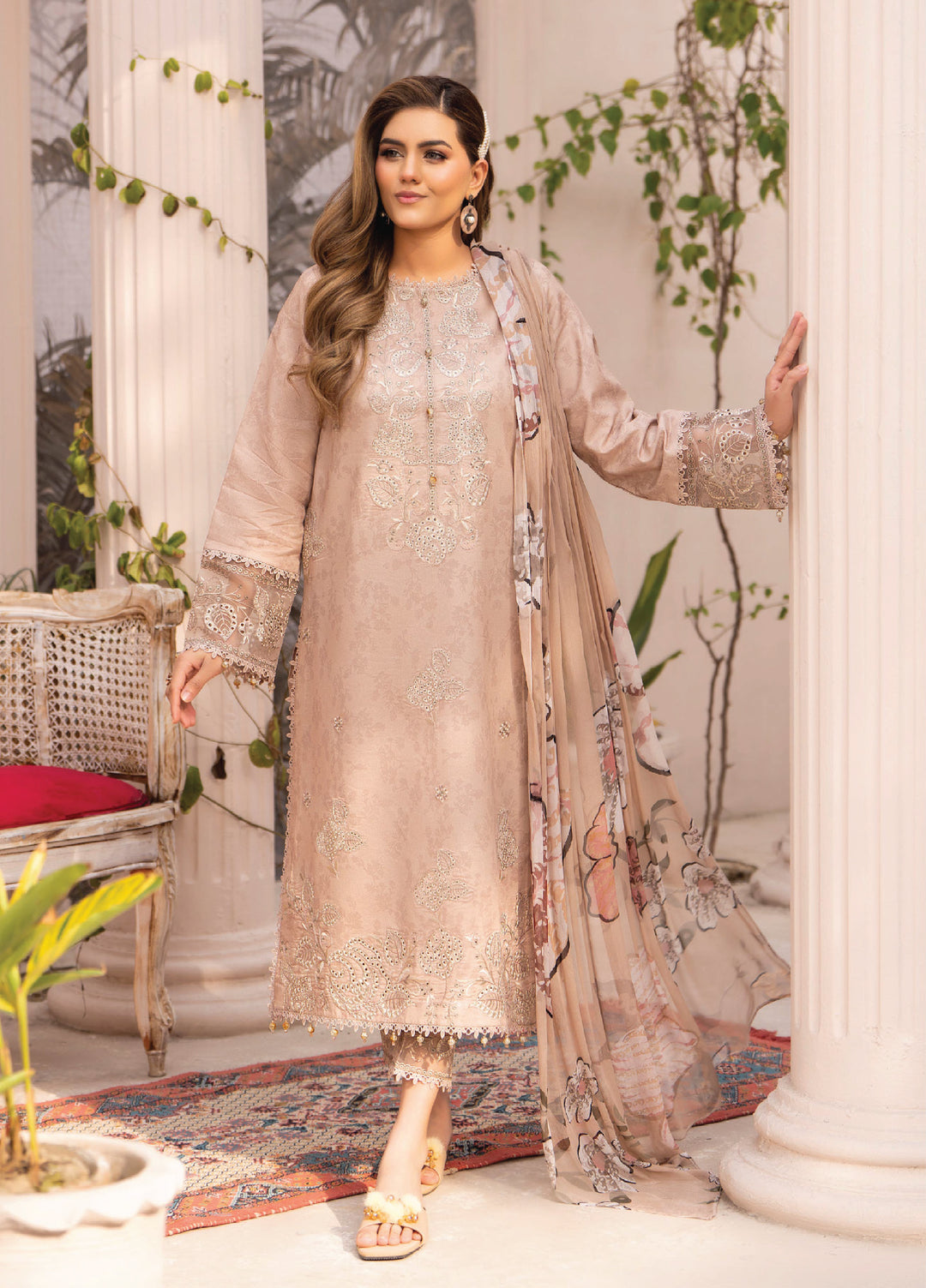 Summer Breeze by Humdum Unstitched Embroidered Lawn 3 Piece Suit HB26USB D-06 - Summer Collection