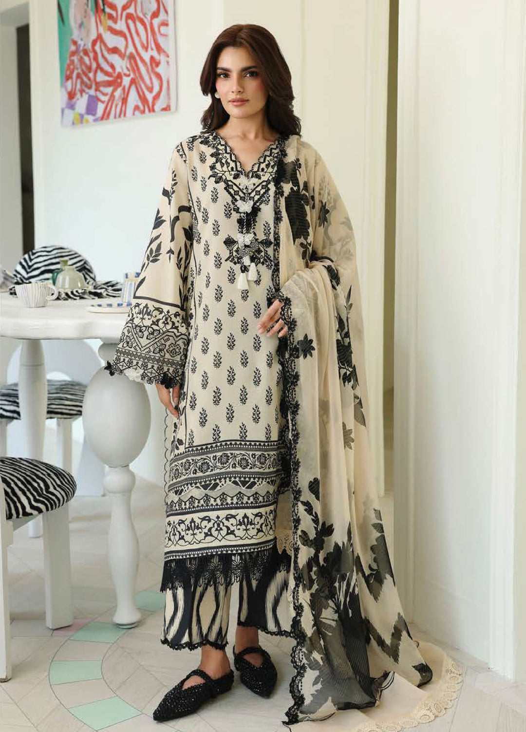 Petals in Print by Roheenaz Unstitched Printed Lawn 3 Piece Suit RN26UPP Willow Fleur RUNSS260903 - Summer Collection