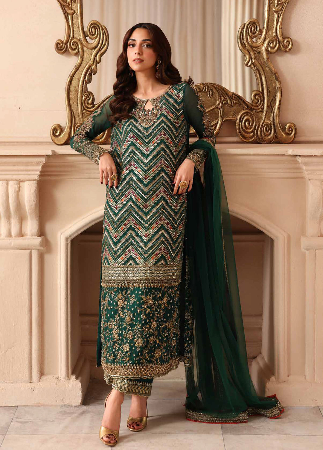 Dastan E Jashan by Charizma Unstitched Embroidered Chiffon 3 Piece Suit CHR26UDJ DJW6-07 - Festive Collection