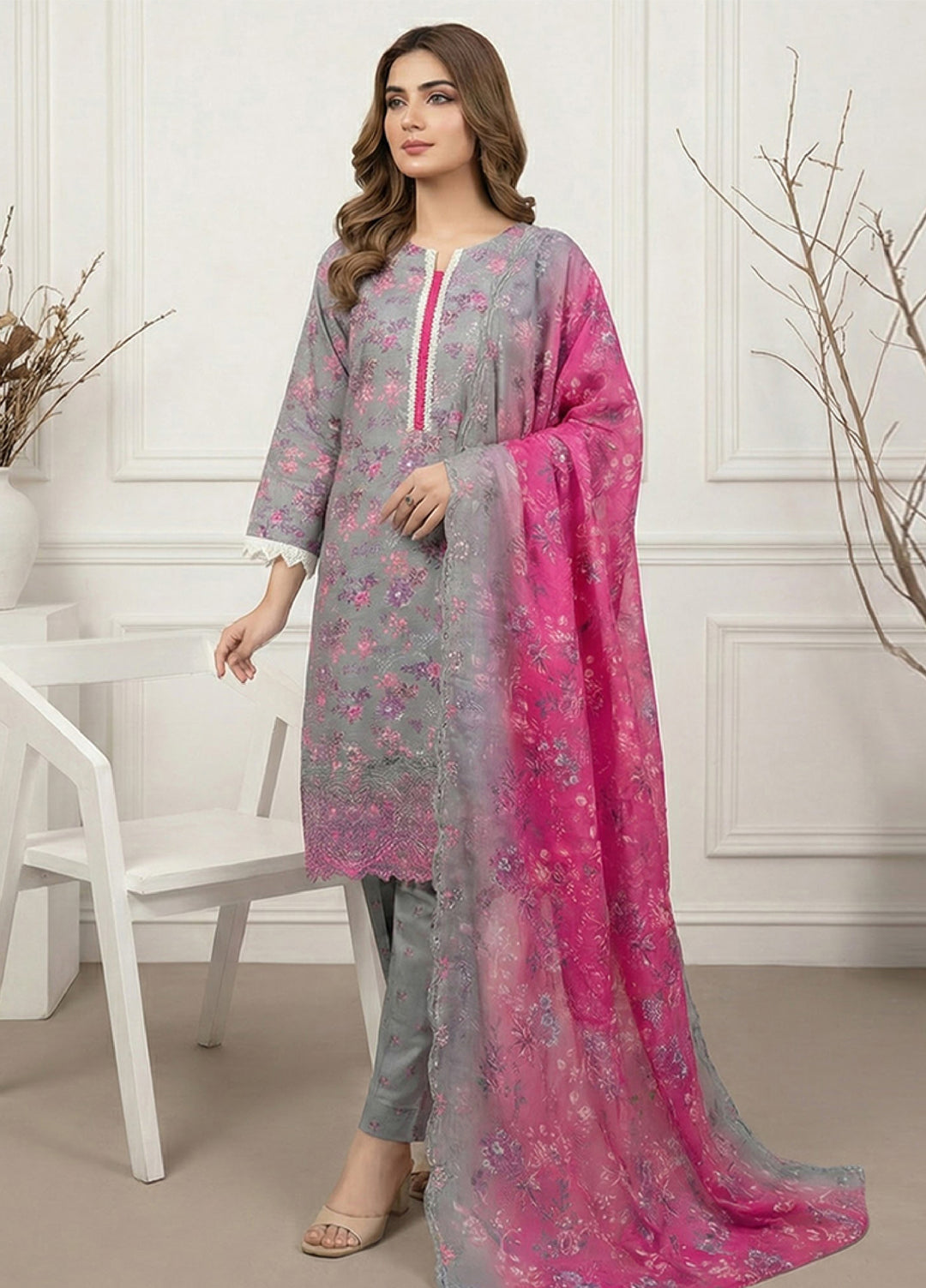 Anmol by Ishq e Rang RTW Embroidered Lawn 3 Piece Suit IR26RA Ivy AA-2 - Casual Collection