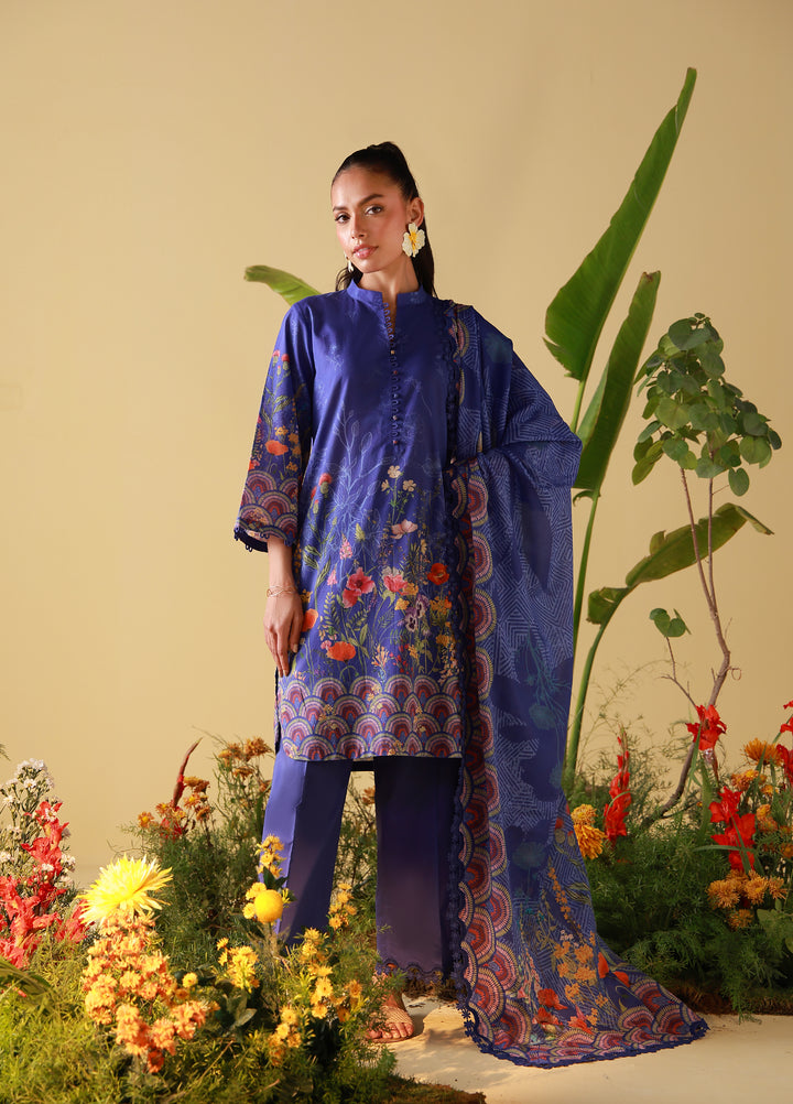 Mirha by Sahar Unstitched Printed Lawn 3 Piece Suit SS1-26-10 Royal Cobalt - Summer Collection