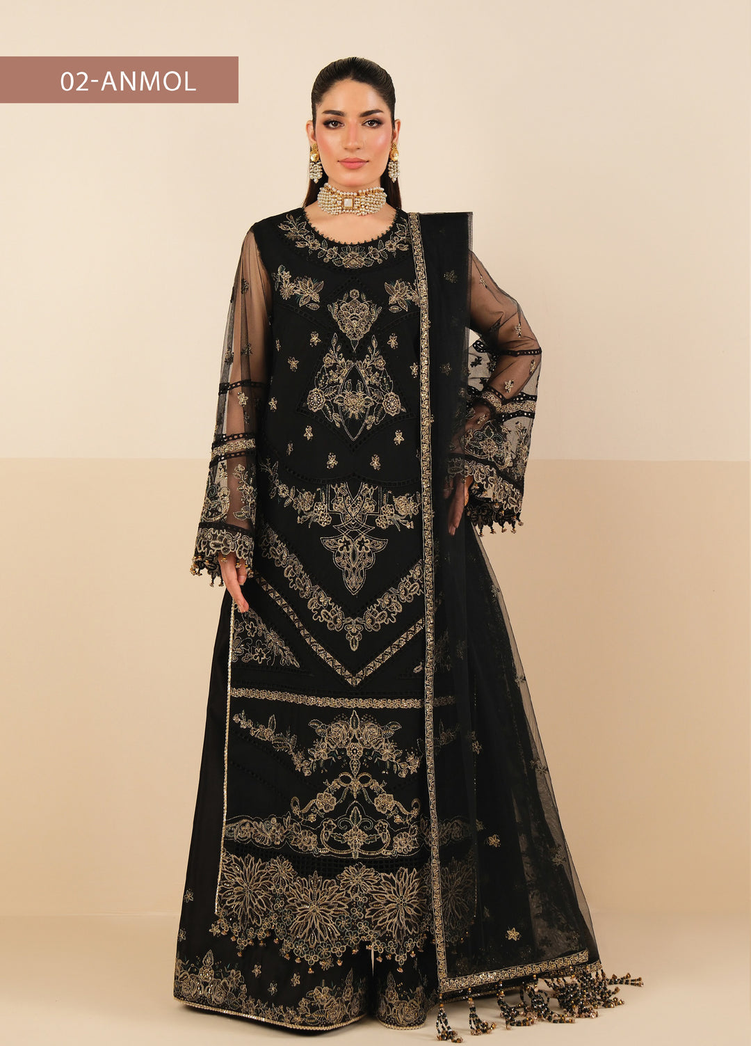 Alizeh Fashion Unstitched Embroidered Net 3 Piece Suit AF26UNF ANMOL AF-NT-2257 - Festive Collection