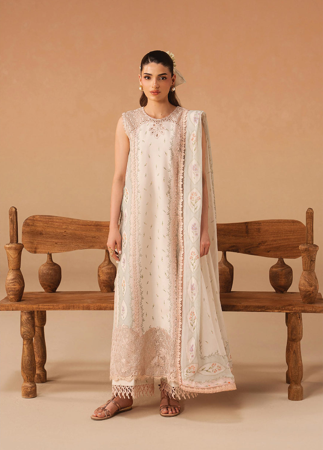 Haze A Prints by Afrozeh Unstitched Printed Lawn 3 Piece Suit AF26UAP Sunnival Ivory FWU-109 - Summer Collection