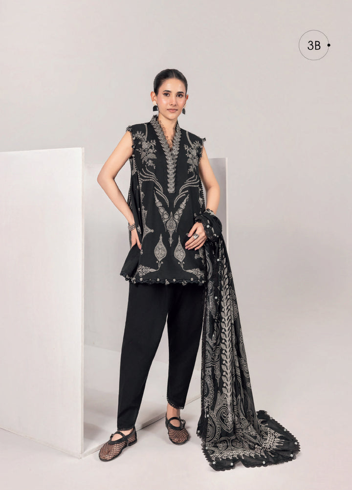 M Basics by Maria B Unstitched Embroidered Lawn 3 Piece Suit MB26UMB MB-CUSV13-3B - Summer Collection