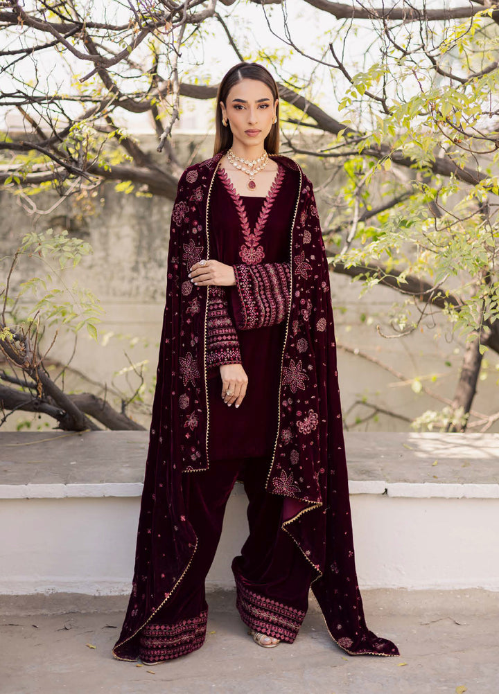 Nureh Maya Unstitched Velvet Embroidered 3 Piece Suits NU25MF NW-120 - Festive Collection