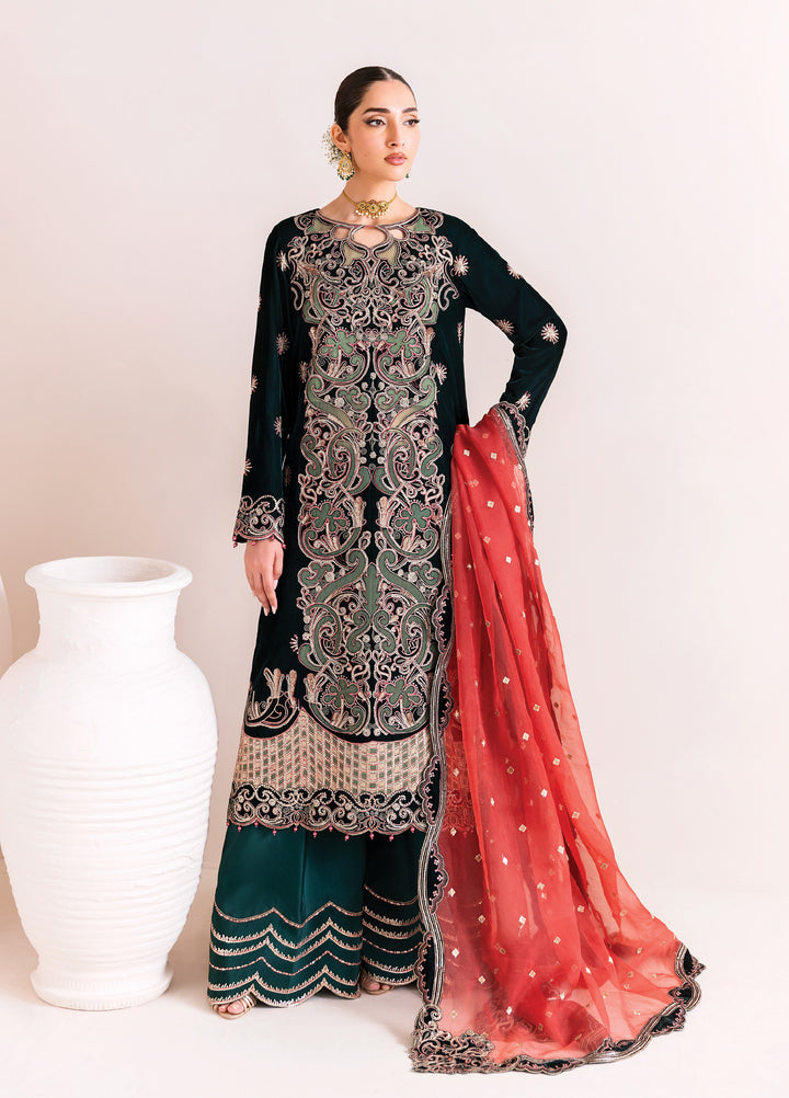 Makhmal by Alizeh Fashion Unstitched Luxury Velvet Embroidered 3 Piece Suits AFB25MV AF-VLT-2227-KISWA - Festive Collection