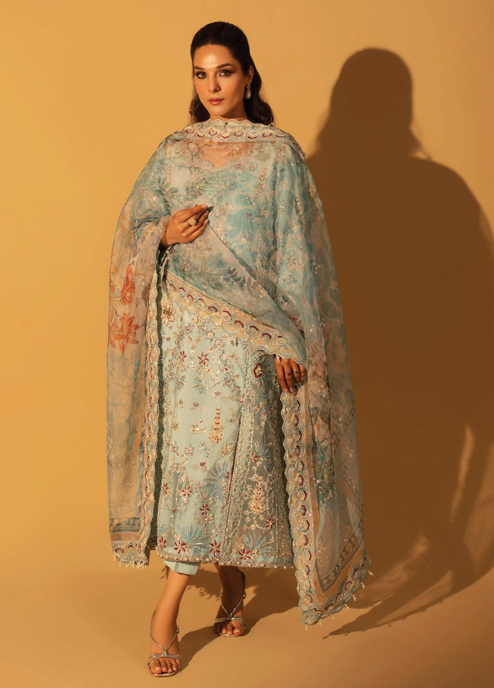 Aylin Unstitched Raw Silk Embroidered Suits 3 Piece AYL25US BLUE MIST - Festive Collection