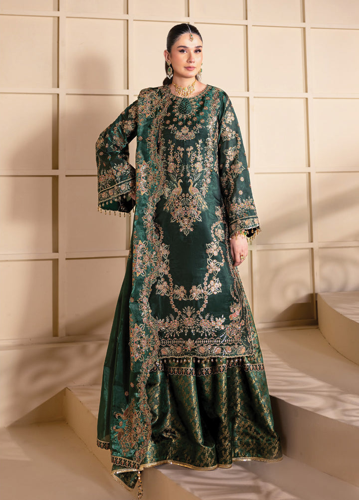 Aaina by Alizeh Unstitched Embroidered Sheesha Silk 3 Piece Suit AF26UASS D-11 GOTA - Festive Collection