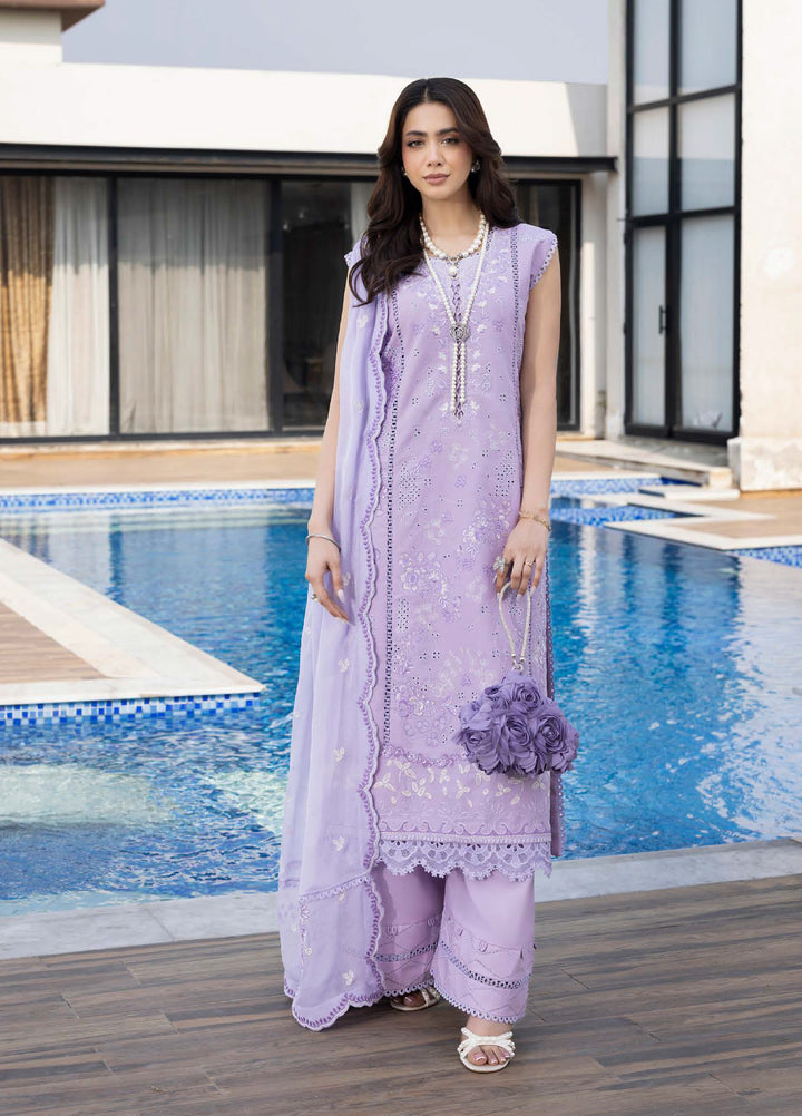 Aylin Unstitched Embroidered Luxury Lawn 3 Piece Suit AYL26UL D1 Sweet Violet - Summer Collection