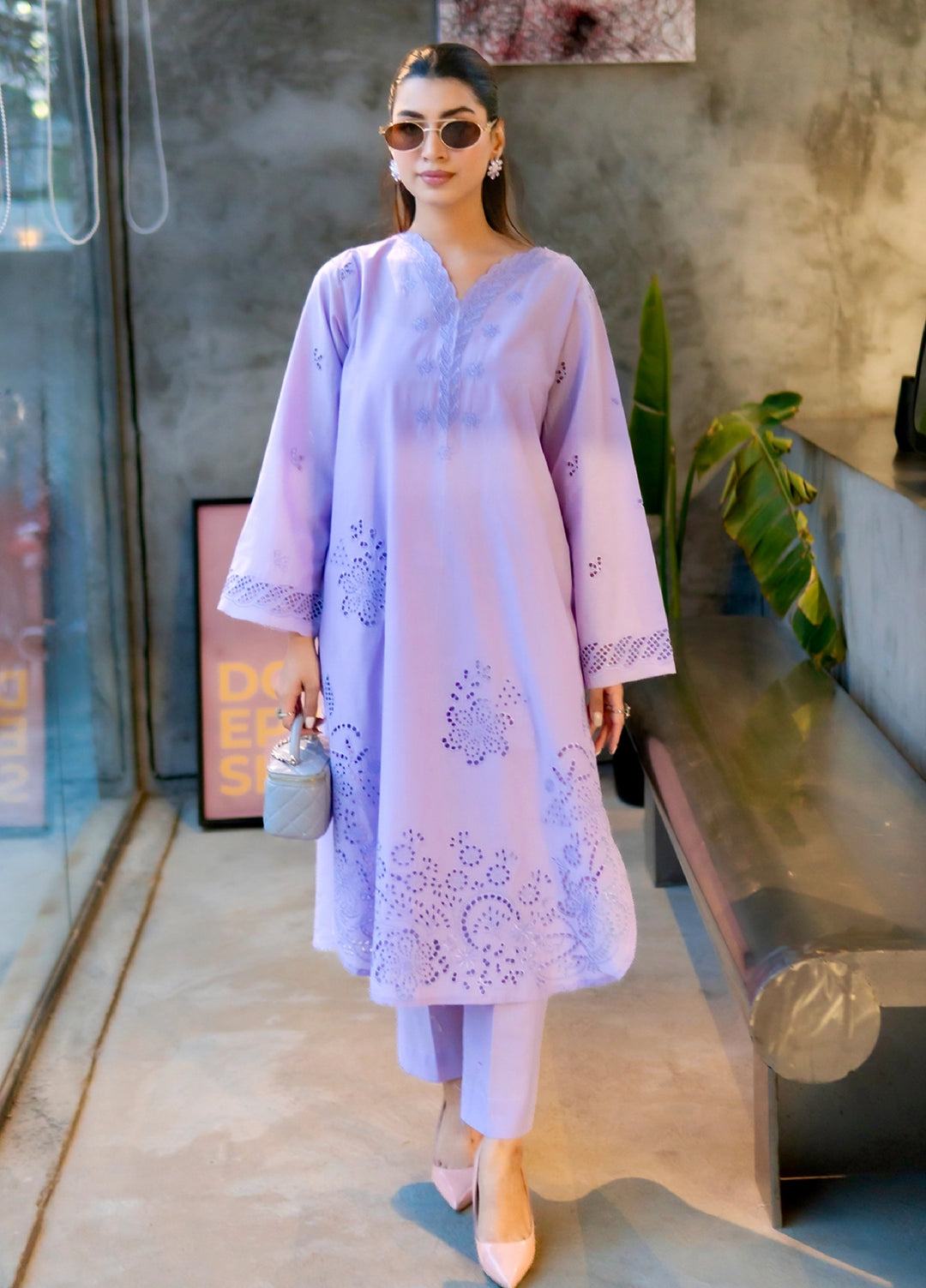 Rashid Textiles Women RTW Embroidered Lawn 2 Piece Suit D-04 Lilac - Casual Collection