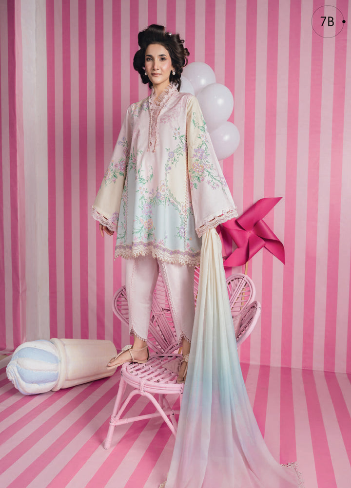 M Basics by Maria B Unstitched Embroidered Lawn 3 Piece Suit MB26UMB MB-CUSV13-7B - Summer Collection