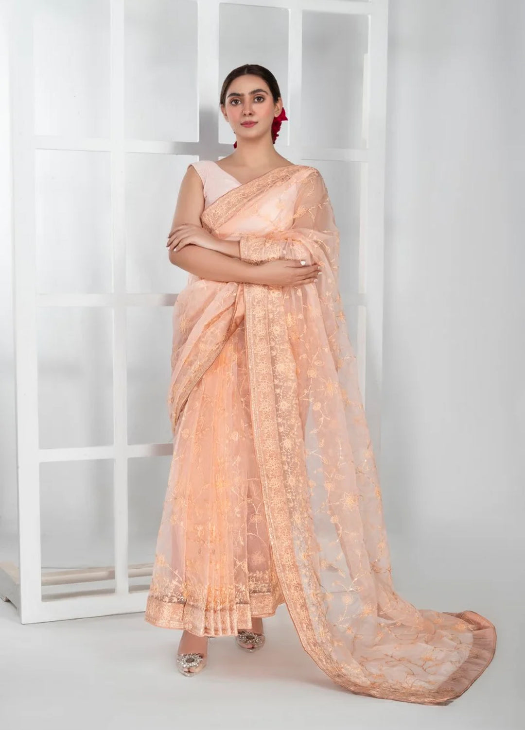Luxe by Imran Aftab Unstitched Embroidered Organza Saree Suit IASC 31 - Festive Collection