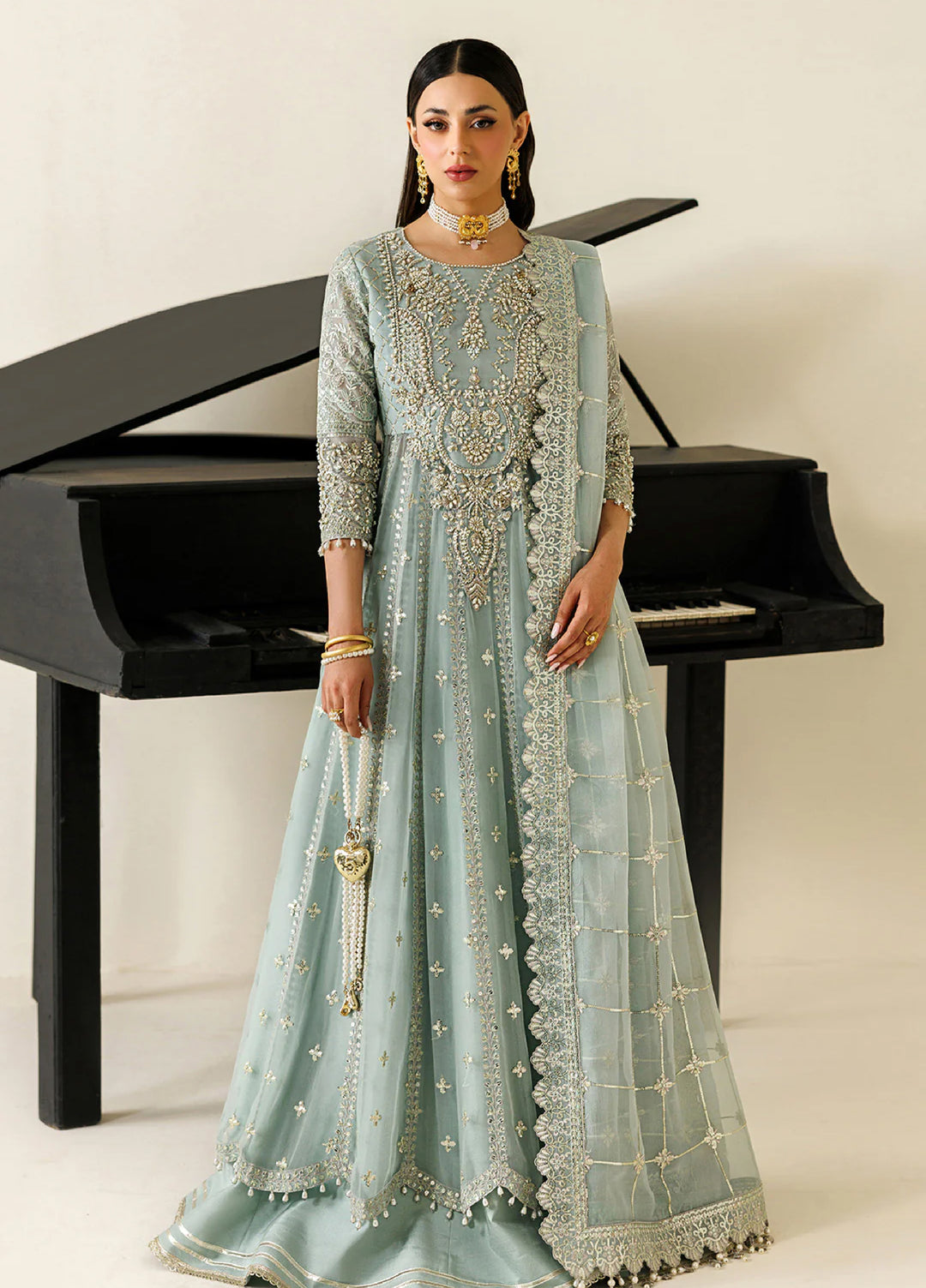 Aymal by Alizeh Fashion Handcrafted Unstitched Embroidered Chiffon 3 Pcs Suit AF26UAC 02-SINOOR - Festive Collection