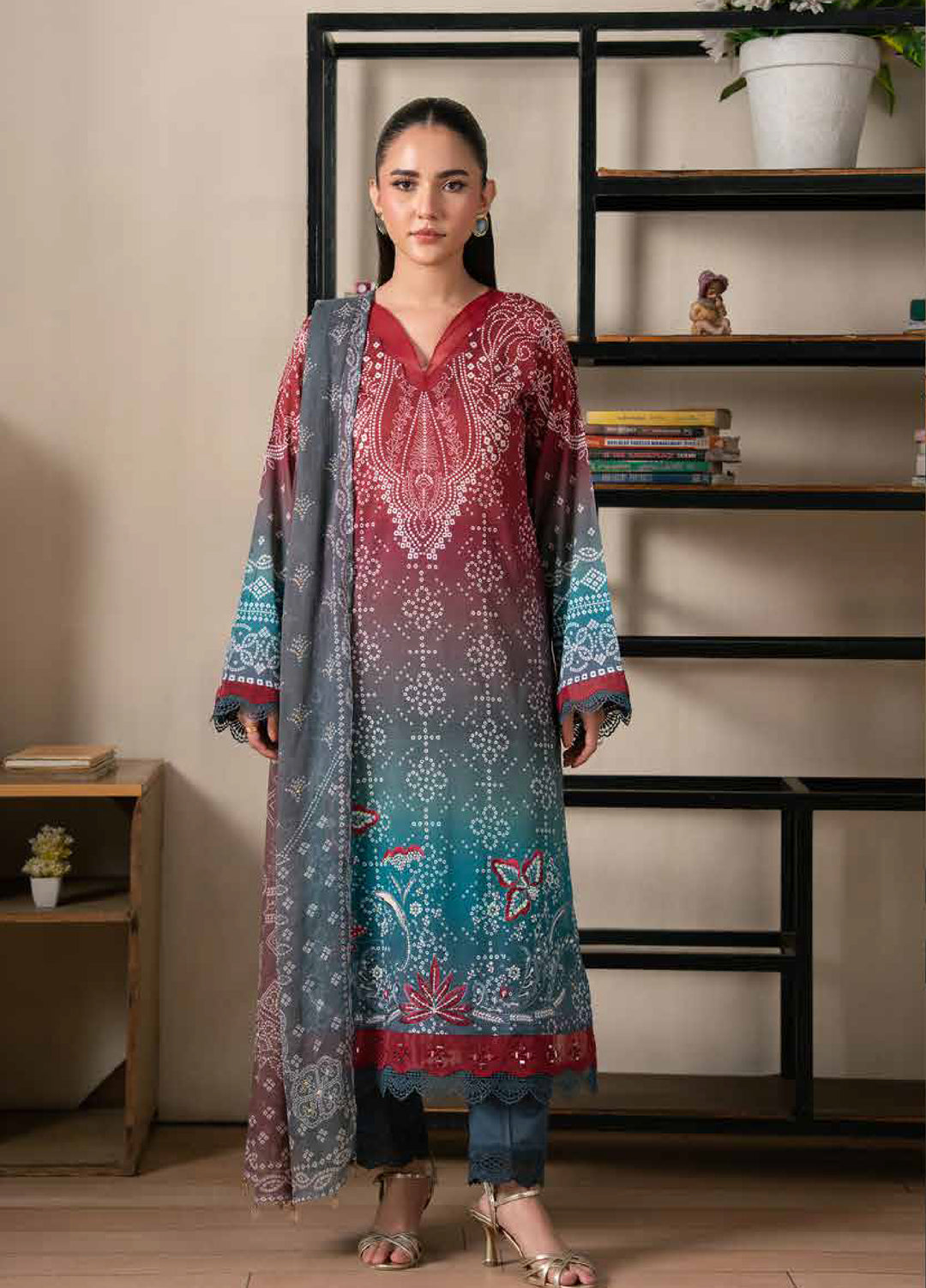 Daria Chunri by Nureh Unstitched Embroidered Lawn 3 Piece Suit NU26UDC DA-108 - Casual Collection