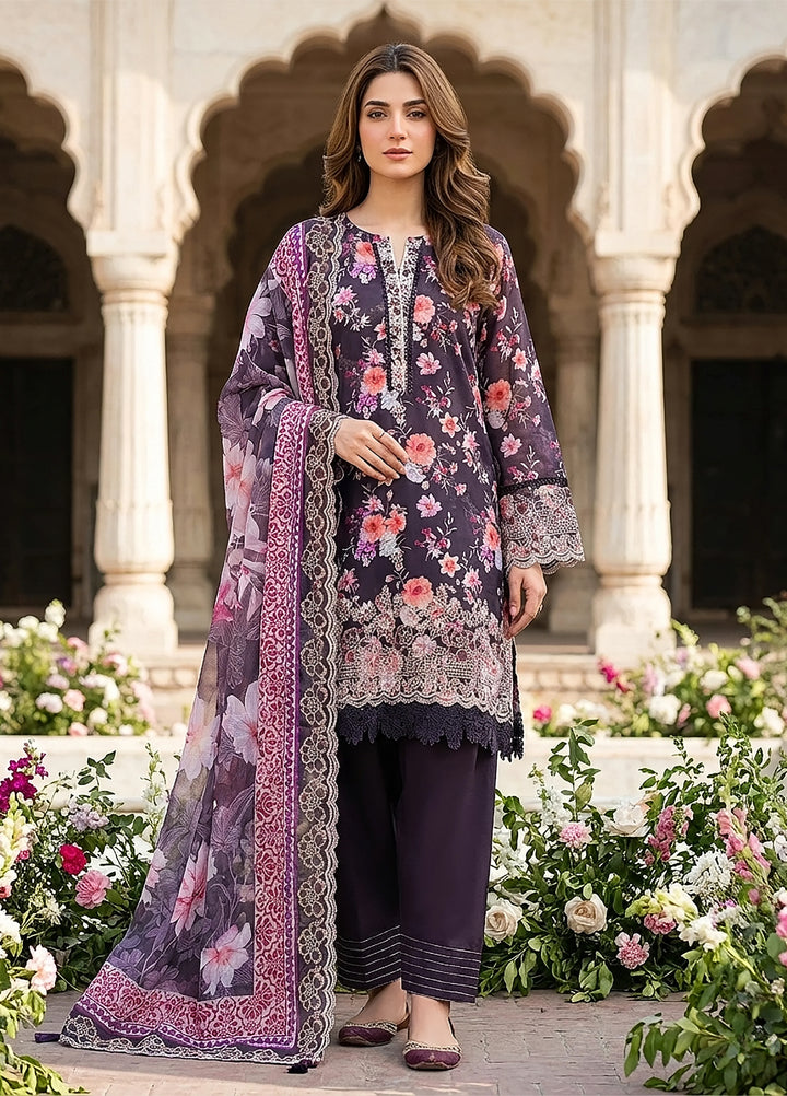 Lakhany Summer Essentials Embroidered Unstitched Lawn 3 Piece Suit LSM26USE LG-IZ-0517 - Ramadan Collection