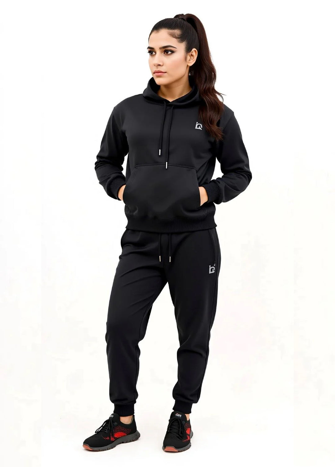 IQ Exclusive Women Winter Track Suit W-Black Hoodie Tracksuit